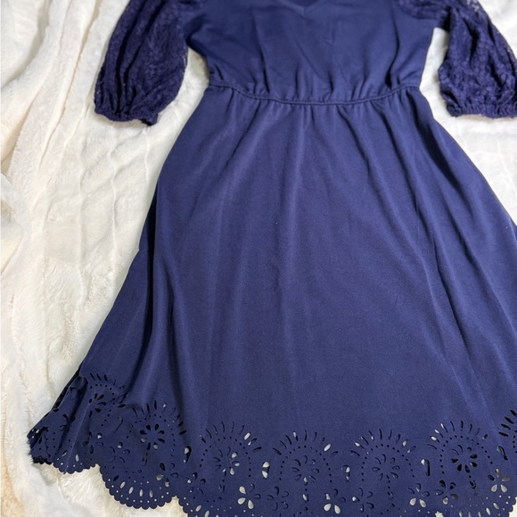 💙Grace Karin Navy Midi Dress with Lace Sleeves - Picture 16 of 16